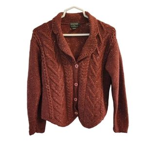 J. McLaughlin Vintage Wool Blend Chunky Cable Knit Cardigan Size M
